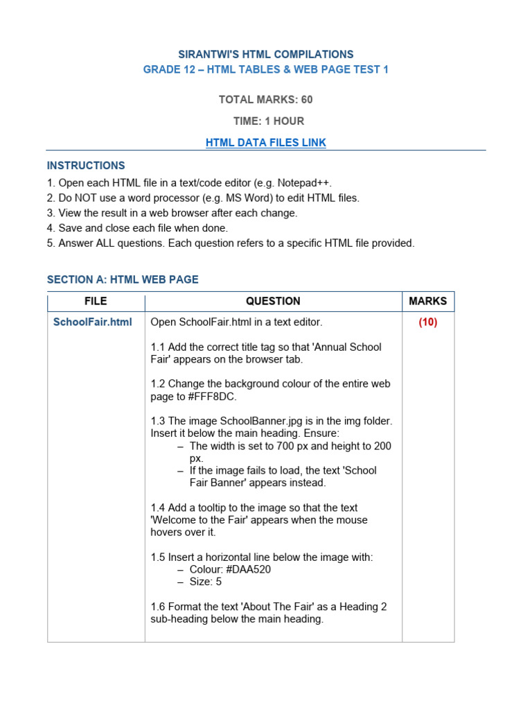 Html_ Weekly Test 1 Paper-sirantwi Education | PDF | Html | Hyperlink