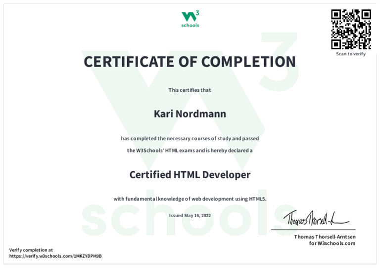 Certificate of Completion HTML | PDF