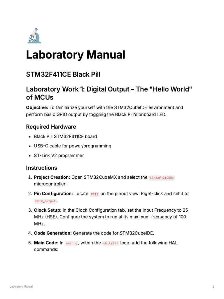 STM32 Laboratory Manual | PDF | Analog To Digital Converter ...