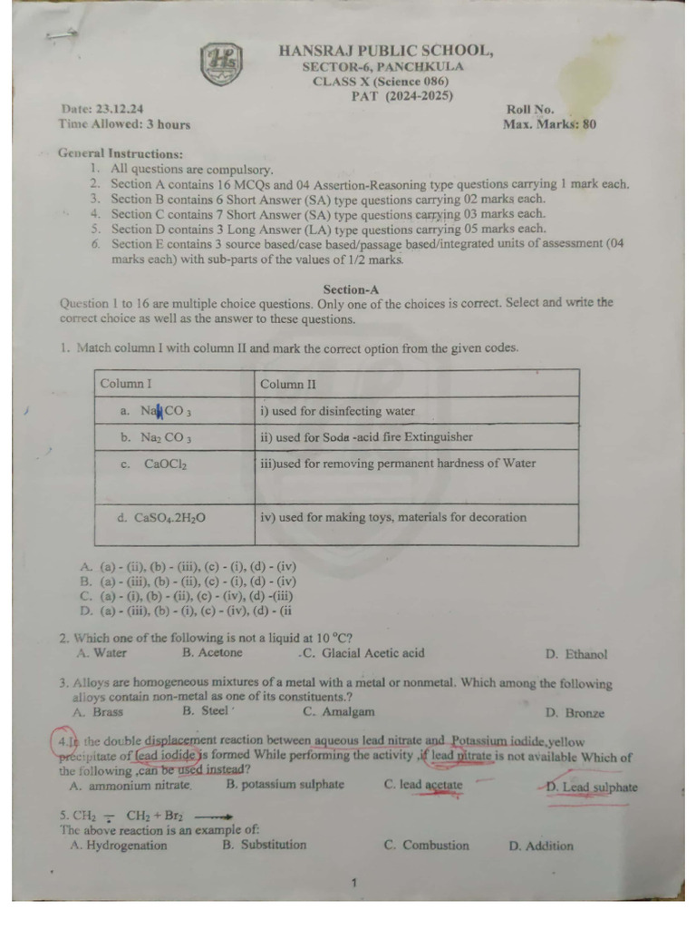 Science PAT Exam | PDF