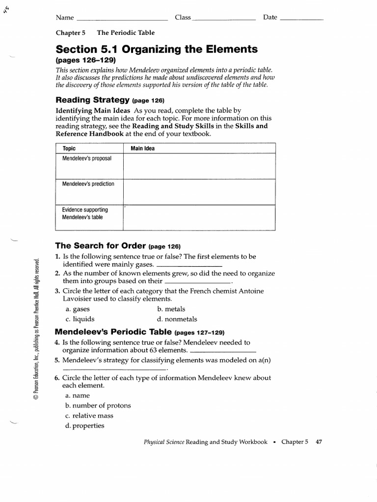 chapter_5_worksheets | PDF | Chemical Elements | Periodic Table