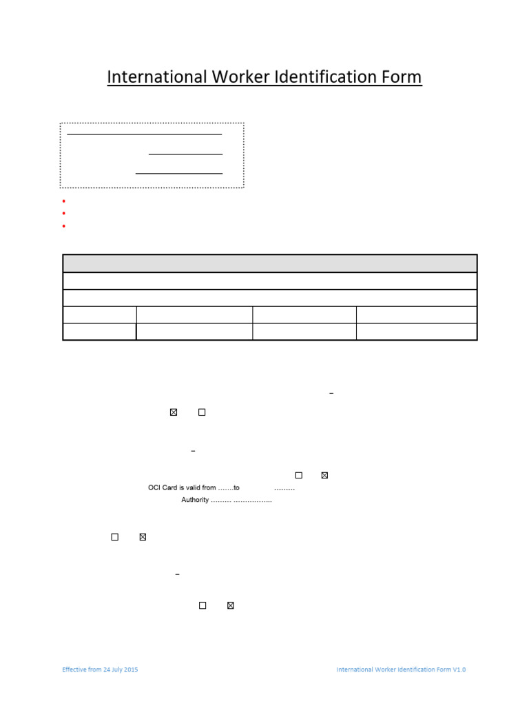 International worker form | PDF | Identity Document | Government And ...