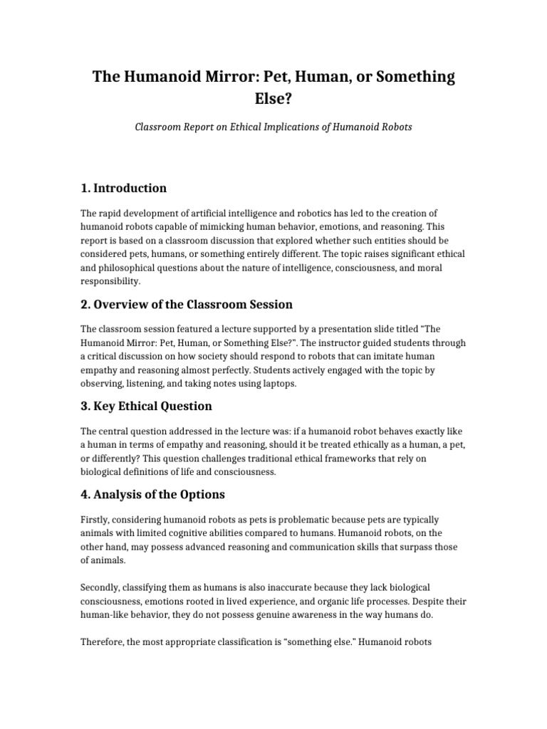 Humanoid Robot Report-1 | PDF | Empathy | Consciousness