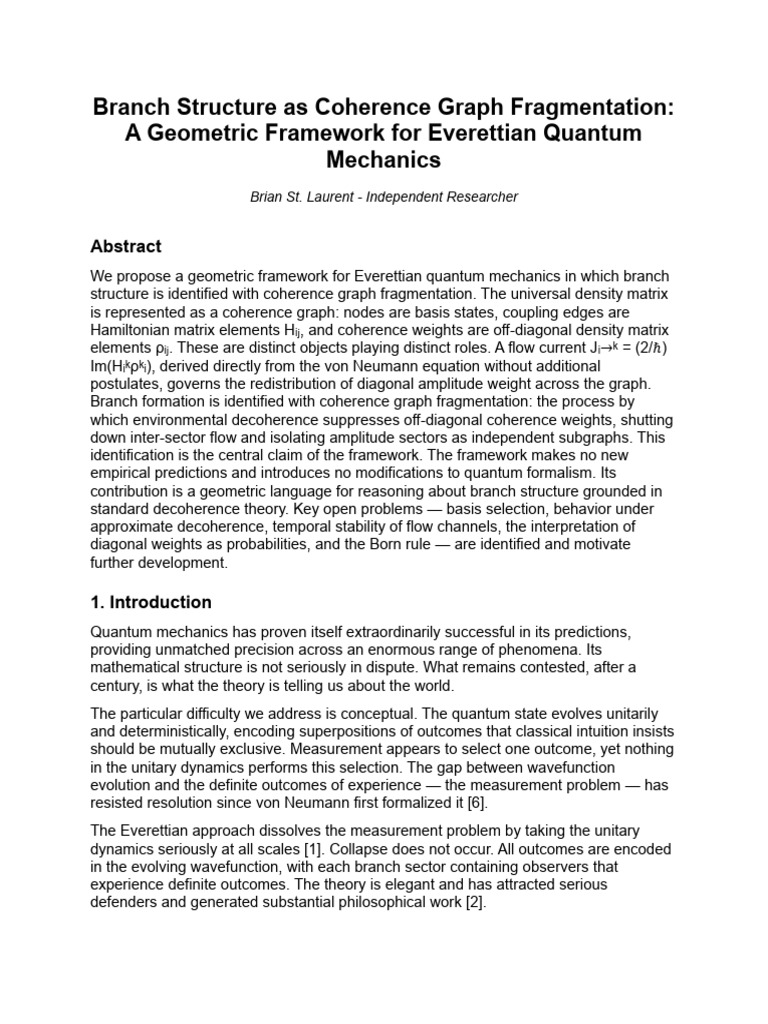 CGA Branch Structure as Coherence Graph Fragmentation a Geometric ...