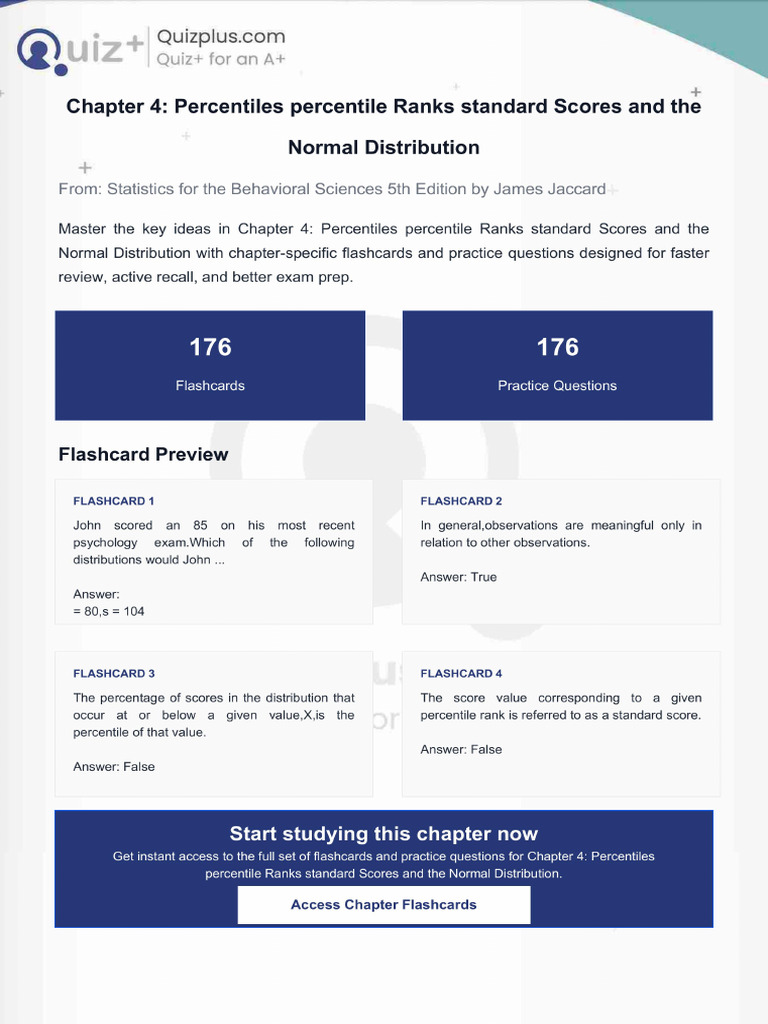 Flashcards for Chapter 4 Percentiles Percentile Ranks Standard Scores ...