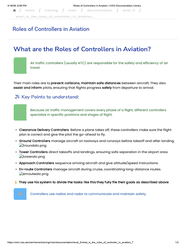 Roles of Controllers in Aviation _ IVAO Documentation Library | PDF ...