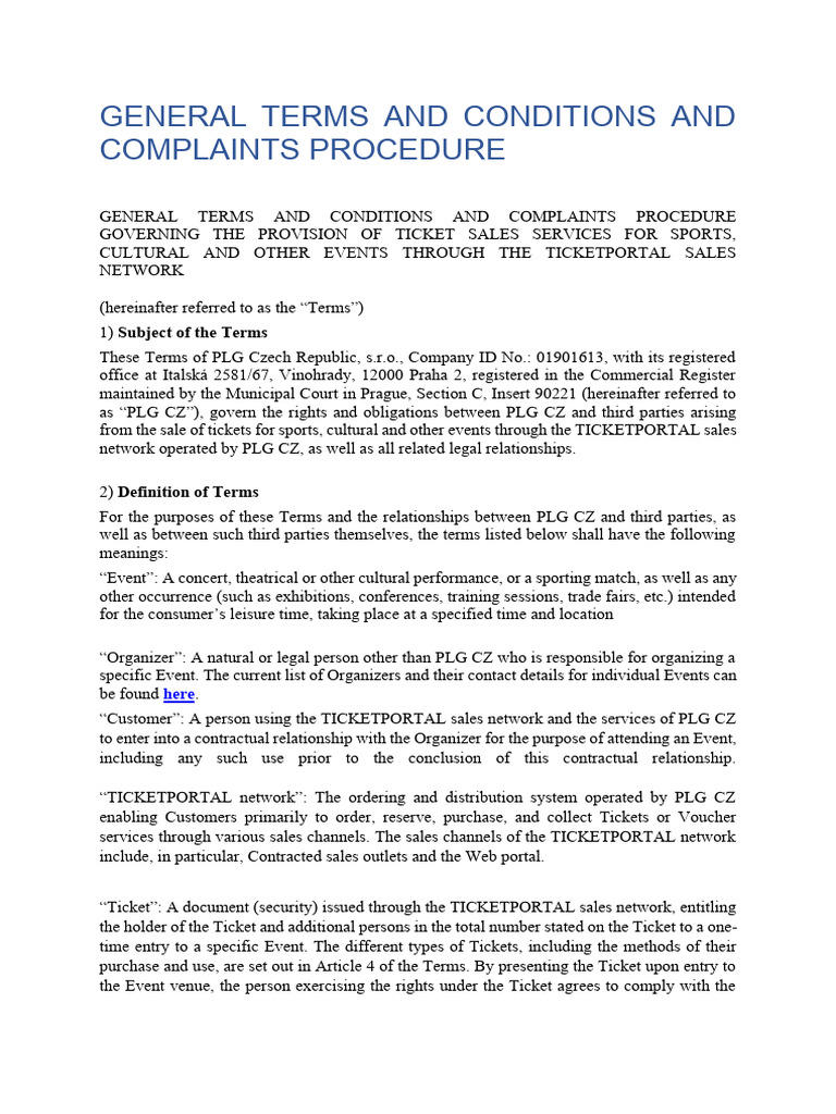 General Terms and Conditions and Complaints Procedure (01012026) | PDF ...