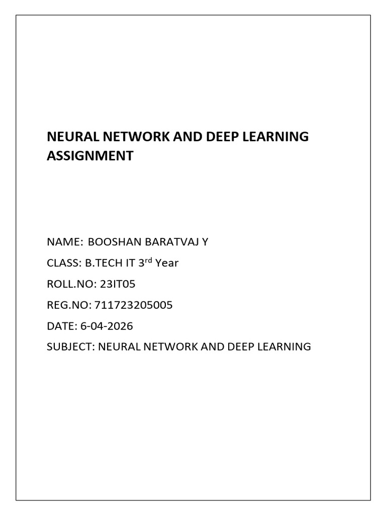 Neural Network and Deep Learning Assignment (1) | PDF | Theoretical ...