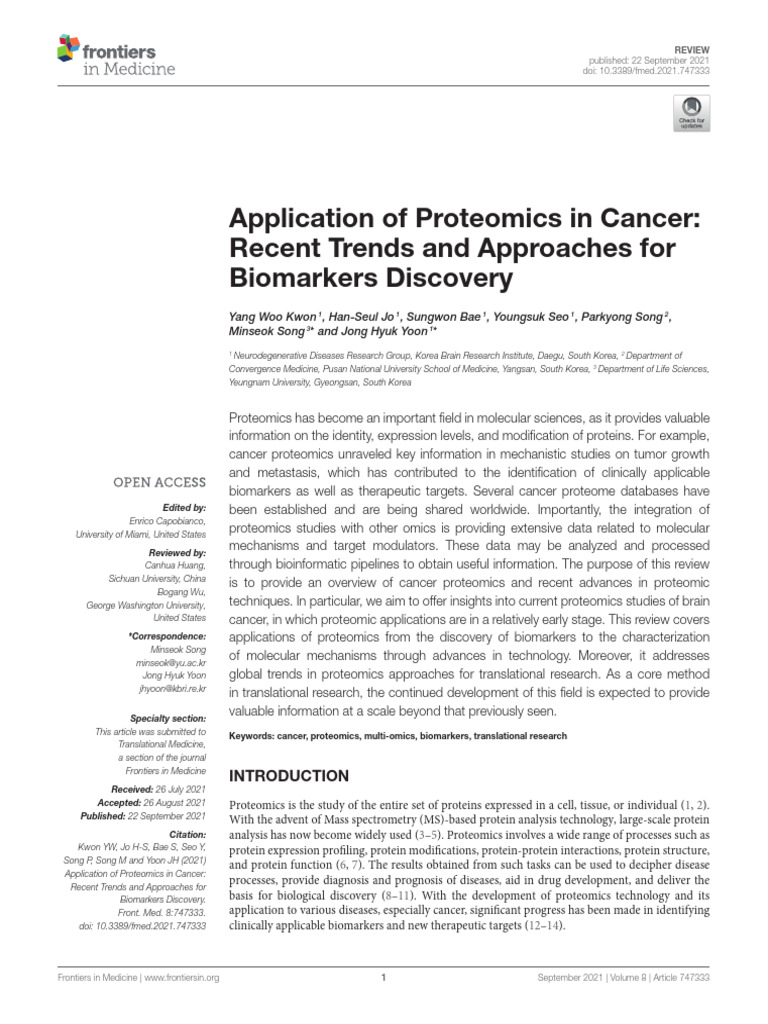 review proteomics | PDF | Proteomics | Cancer