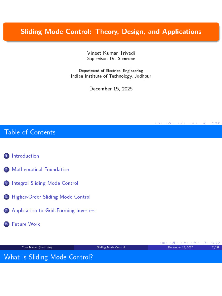 Sliding Mode Control Presentation | PDF | Stability Theory | Electronics