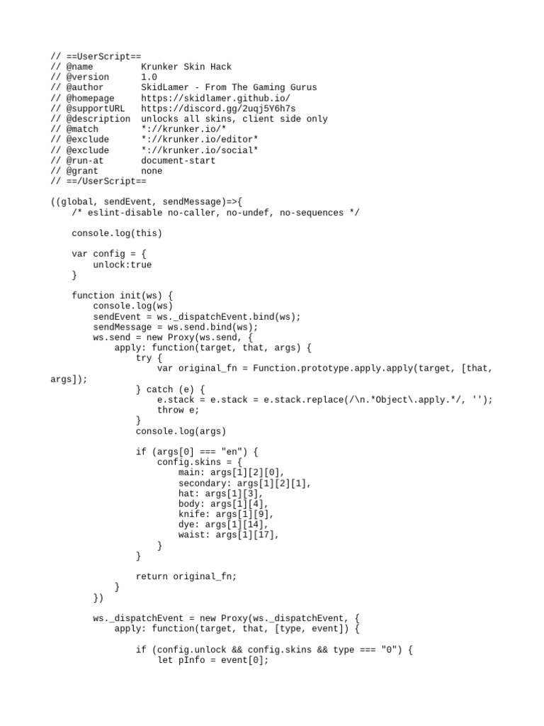 Krunker Central Skin Hack Script | PDF | Computer Programming