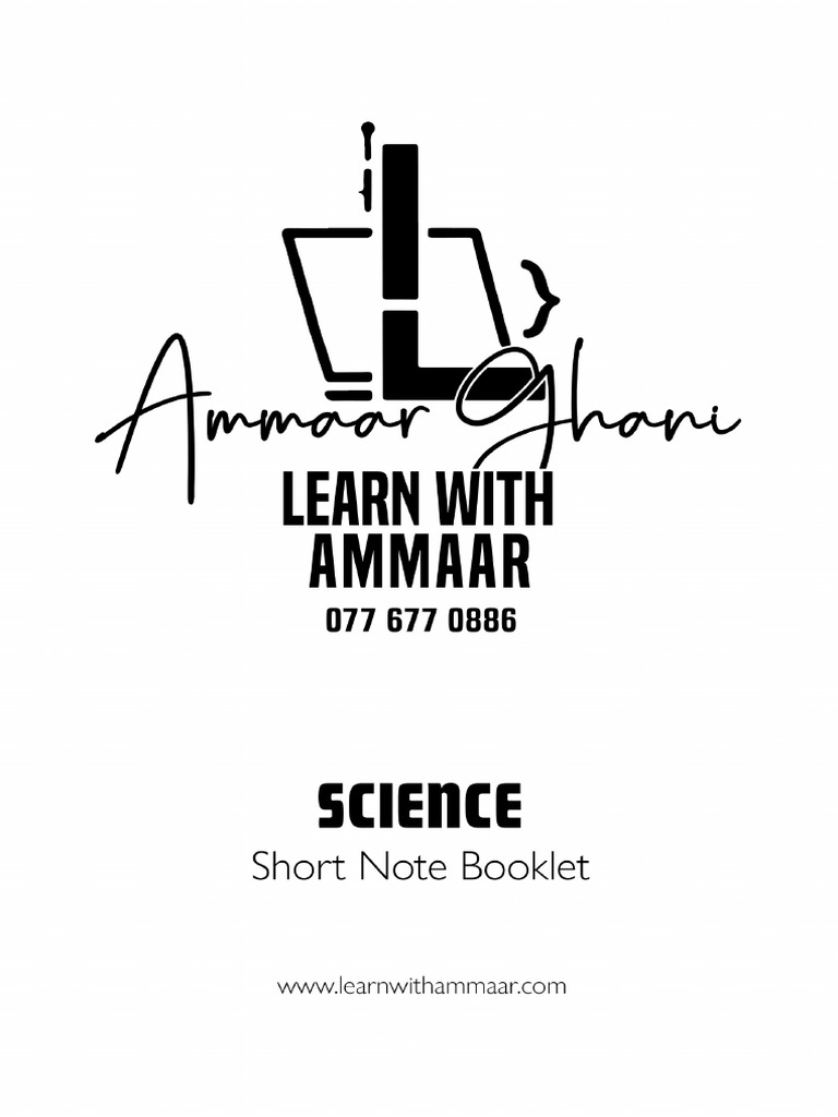 Science Short Note Booklet | PDF | Cell (Biology) | Mole (Unit)