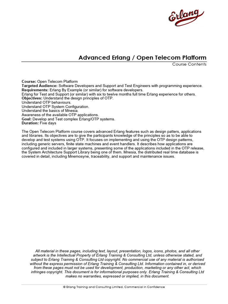 Advanced Erlang Open Telecom Platform | PDF | Information Technology ...