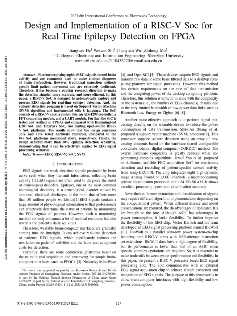 Design and Implementation of a RISC-V Soc for Real-Time Epilepsy ...