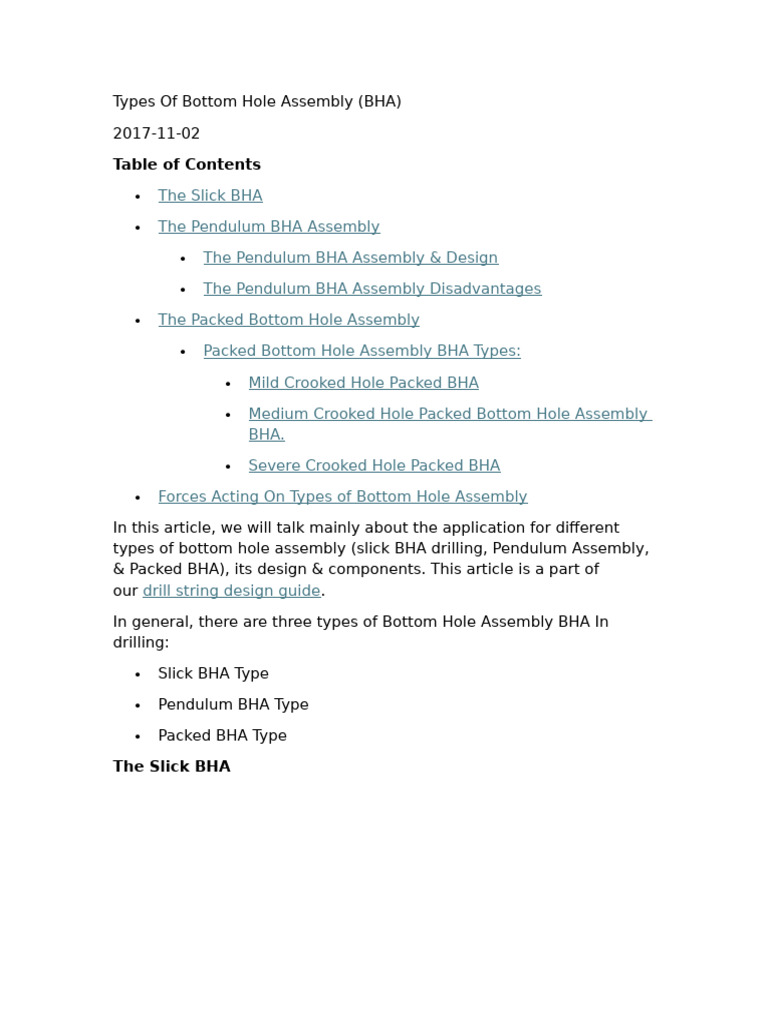 Types of BHA | PDF