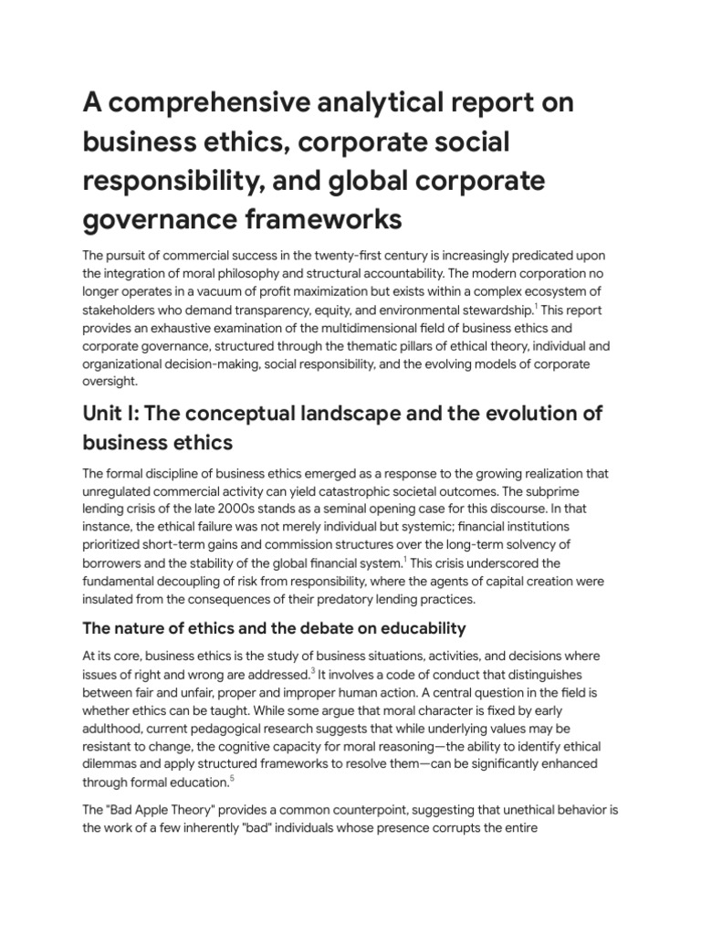Business Ethics Course Outline Analysis | PDF | Corporate Social ...