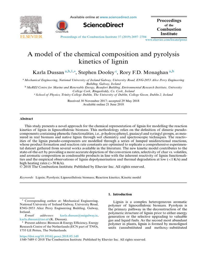 A Model of the Chemical Composition and Pyrolysis | PDF | Pyrolysis ...