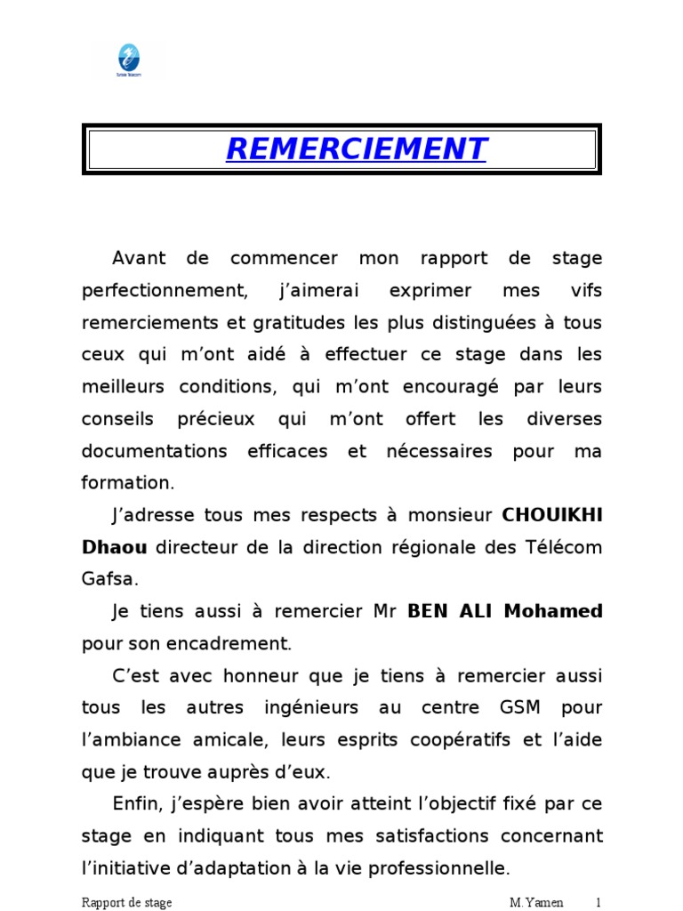 Rapport Stage GSM