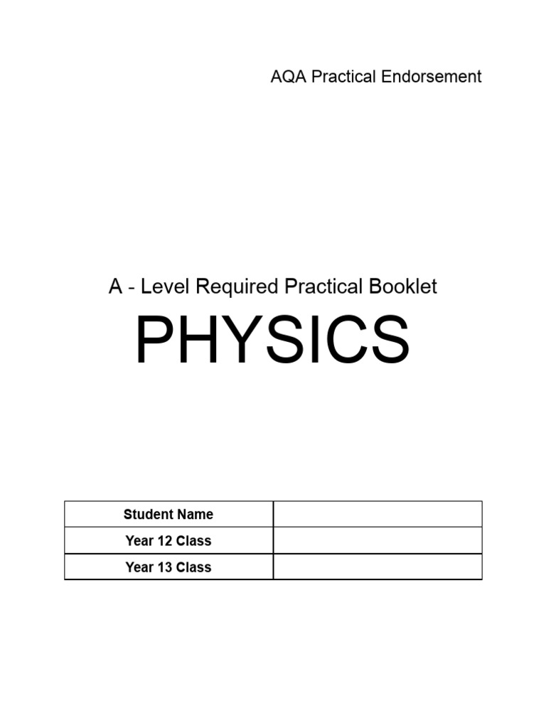 A - Level Required Practical Booklet | PDF | Diffraction | Harmonic