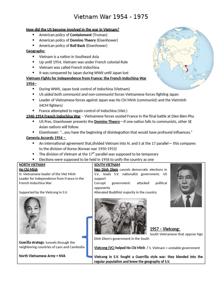 Vietnam War Notes 2024 | PDF | Vietnam War | Viet Cong