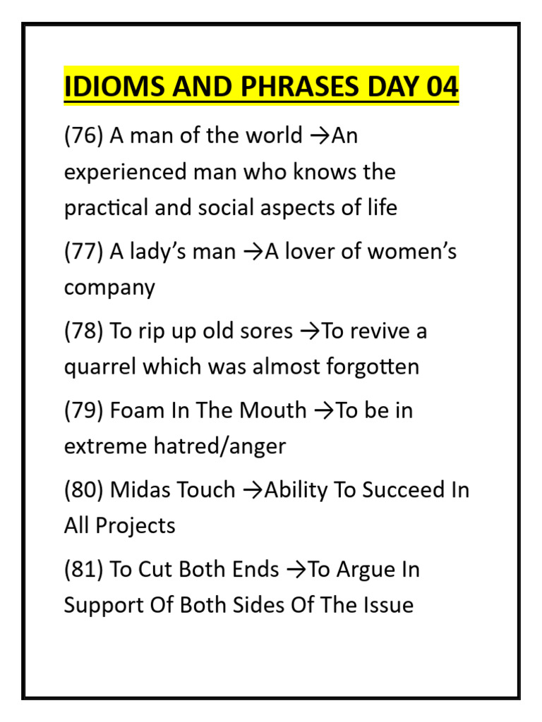 Idioms and Phrases Day 04 | PDF