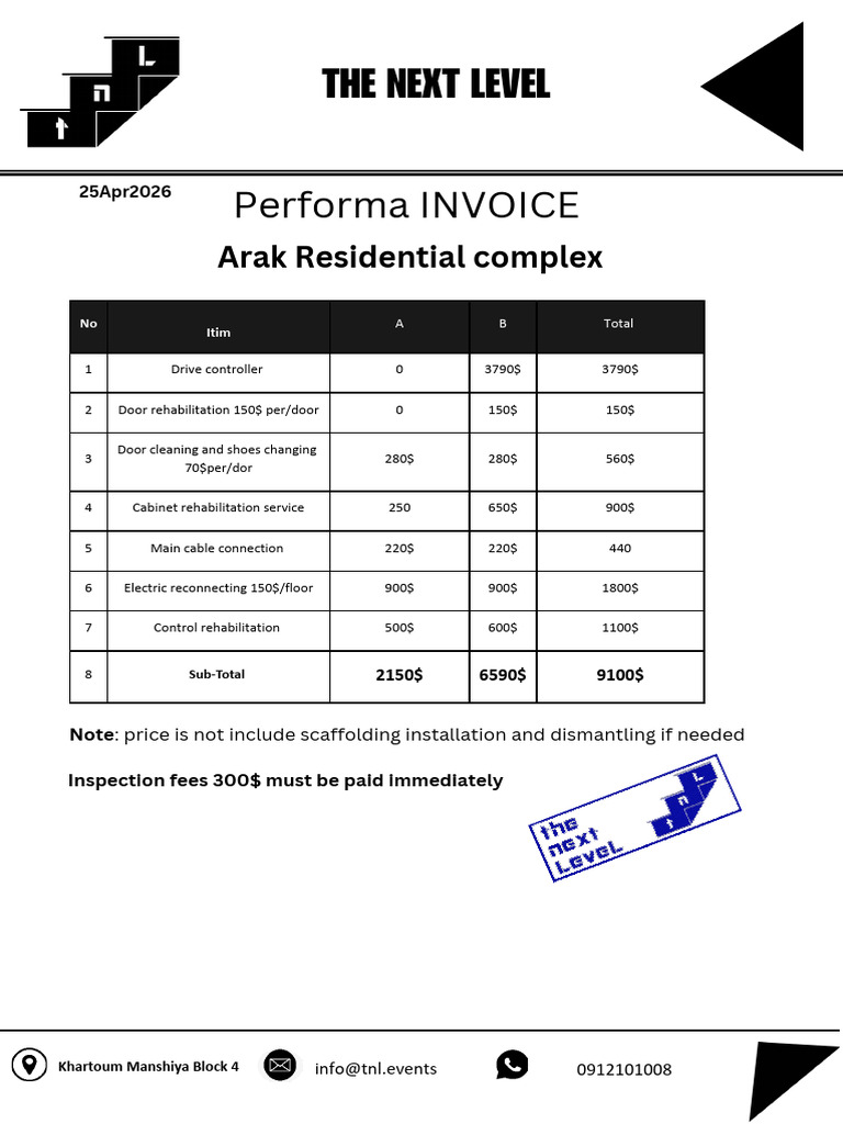 Arak Residential Complex Performance Invoice | PDF