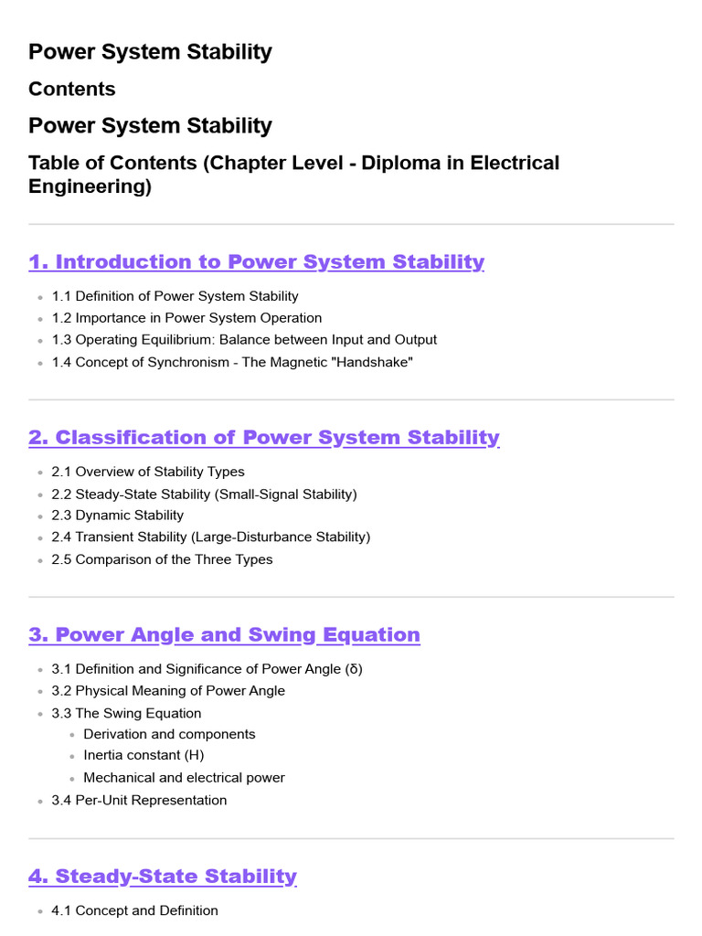 Power System Stability | PDF | Steady State | Oscillation