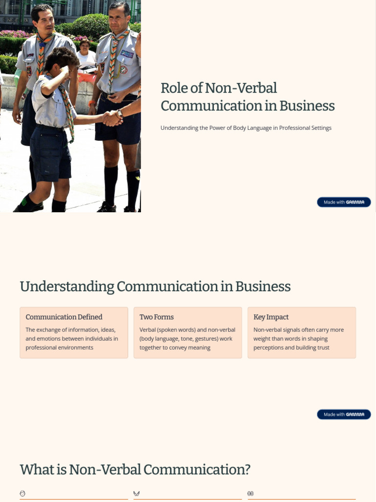Role of Non Verbal Communication in Business | PDF | Nonverbal ...