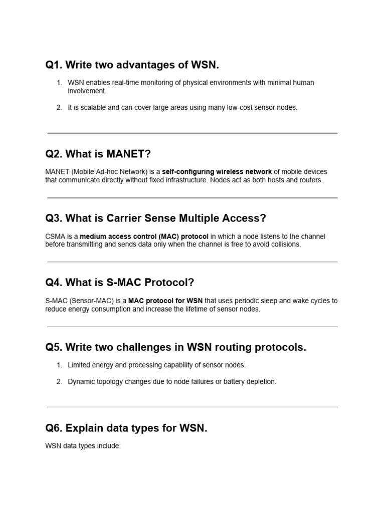wsn part a& b | PDF | Wireless Sensor Network | Computer Network