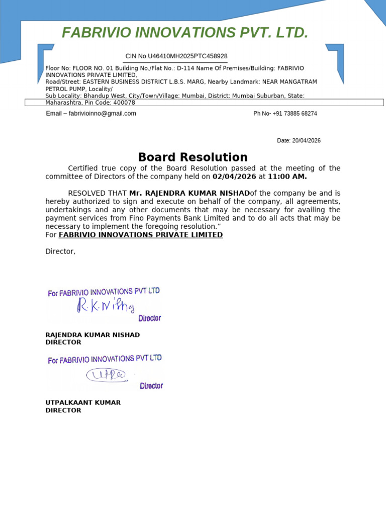 Board Resolution | PDF