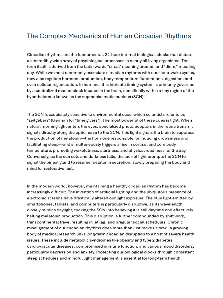 The Complex Mechanics of Human Circadian Rhythms | PDF | Circadian ...