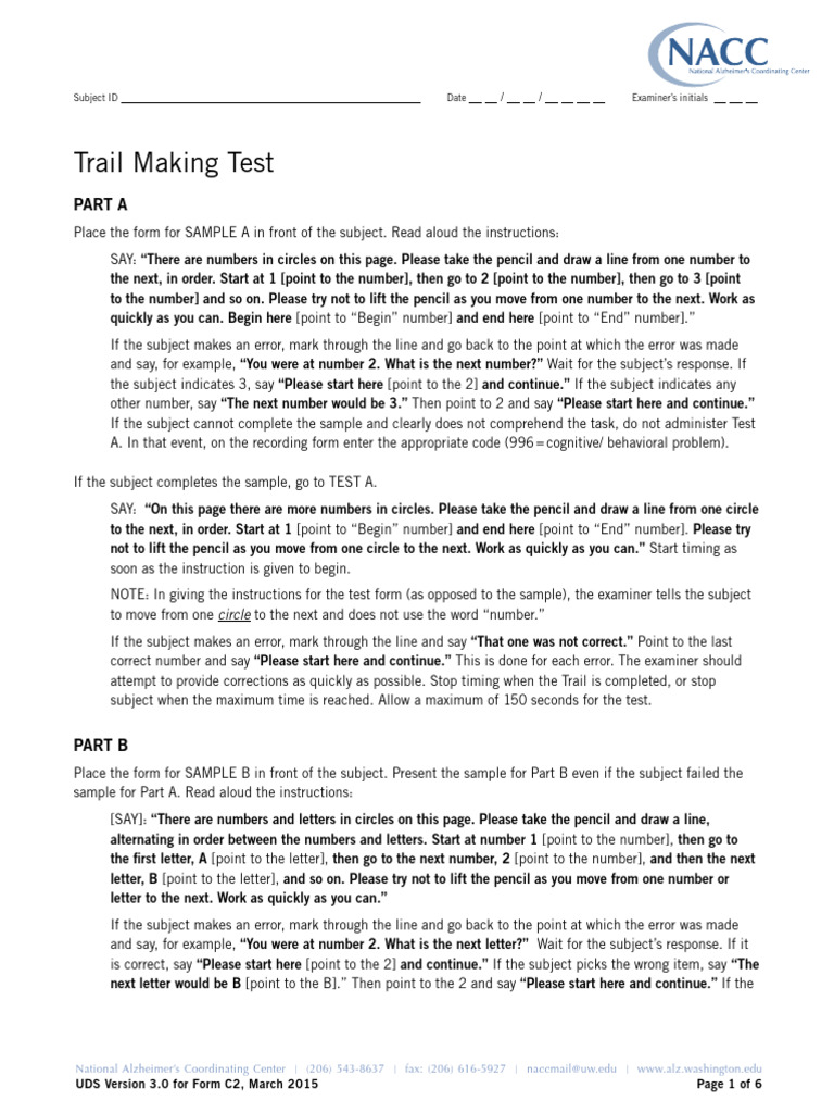 Trail Making Test (TMT) English | PDF | Psychological Concepts | Cognition
