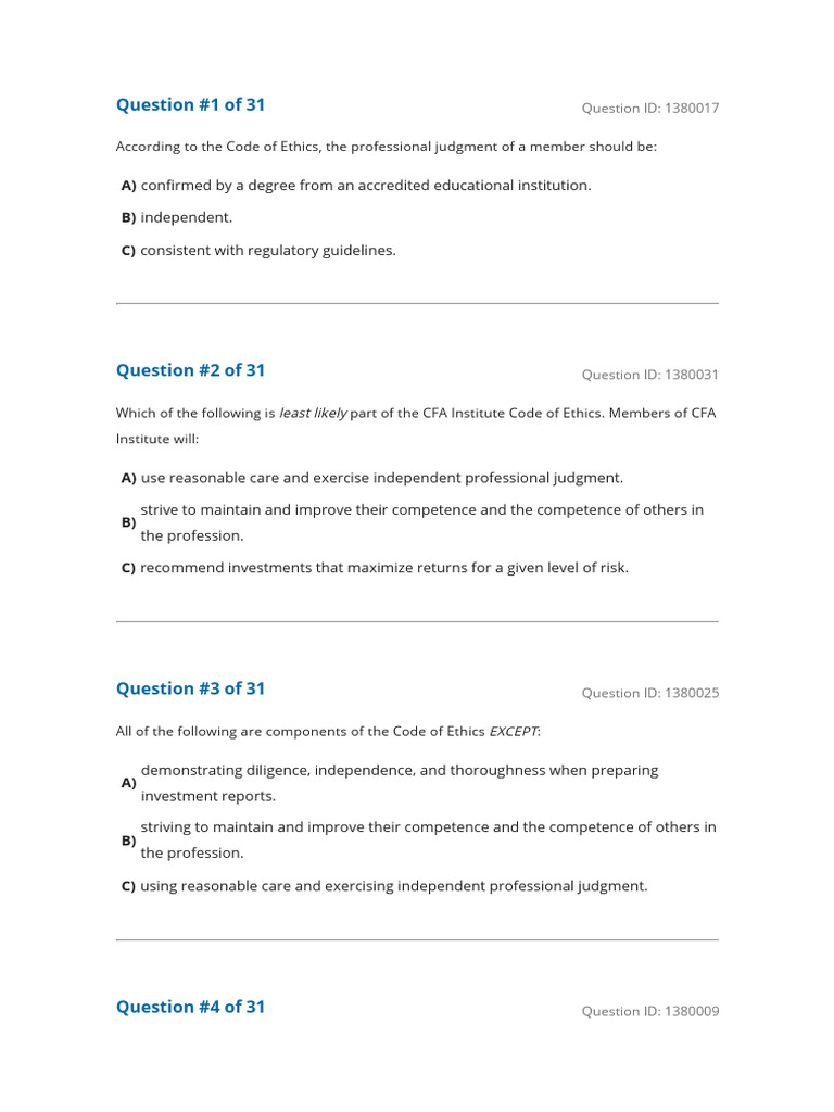 Reading 57 Code of Ethics and Standards of Professional Conduct | PDF ...