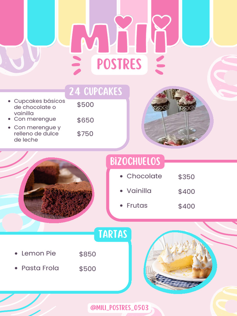 Menu Restaurante de Donas Llamativo Rosa Pastel | PDF