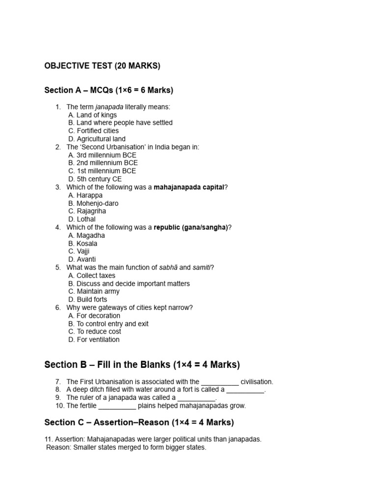 Objective Test (20 Marks) | PDF | Chess | Chess Openings