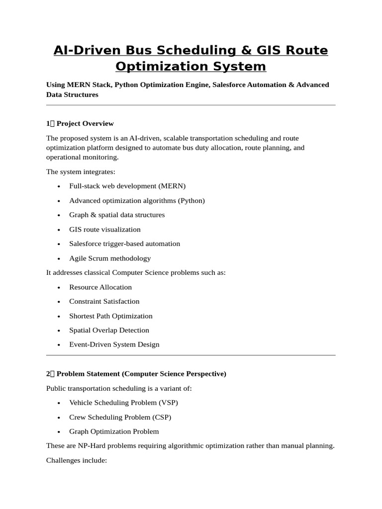 Automated Bus Scheduling & GIS-Based Route Management System (1) | PDF ...