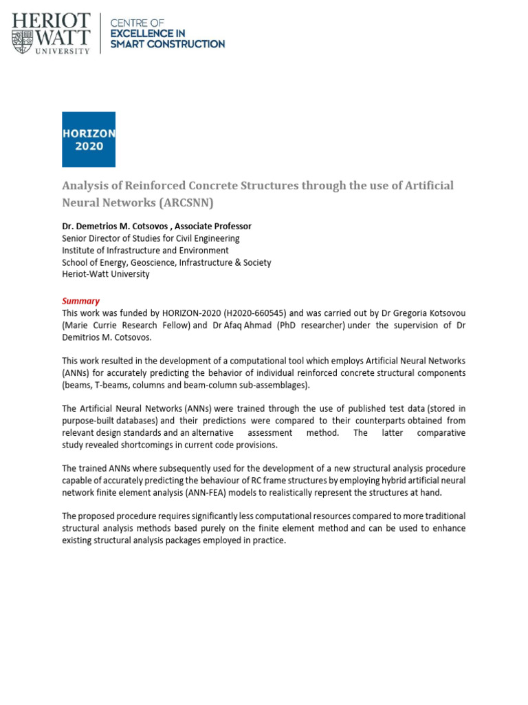 Analysis of Reinforced Concrete Structures Using Artificial Neural ...
