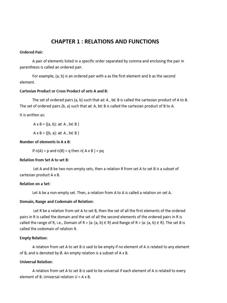 Relations & Functions and ITF Worksheet | PDF | Function (Mathematics ...