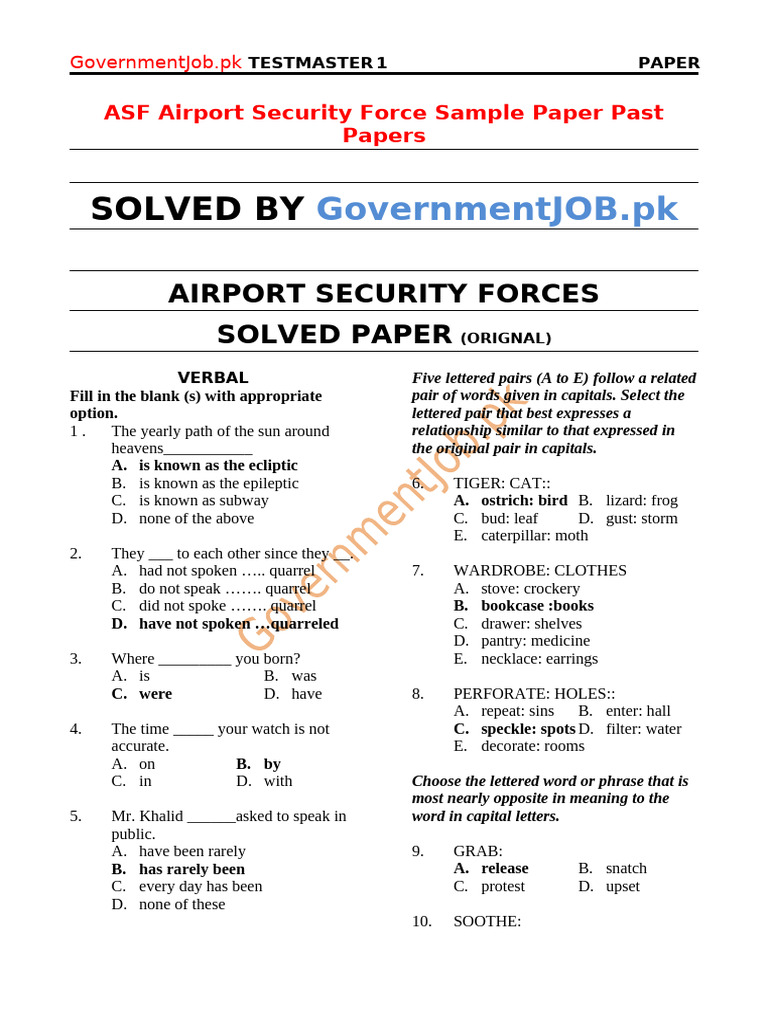 ASF Original Solved Papers 1 | PDF | Microsoft Word | Surah