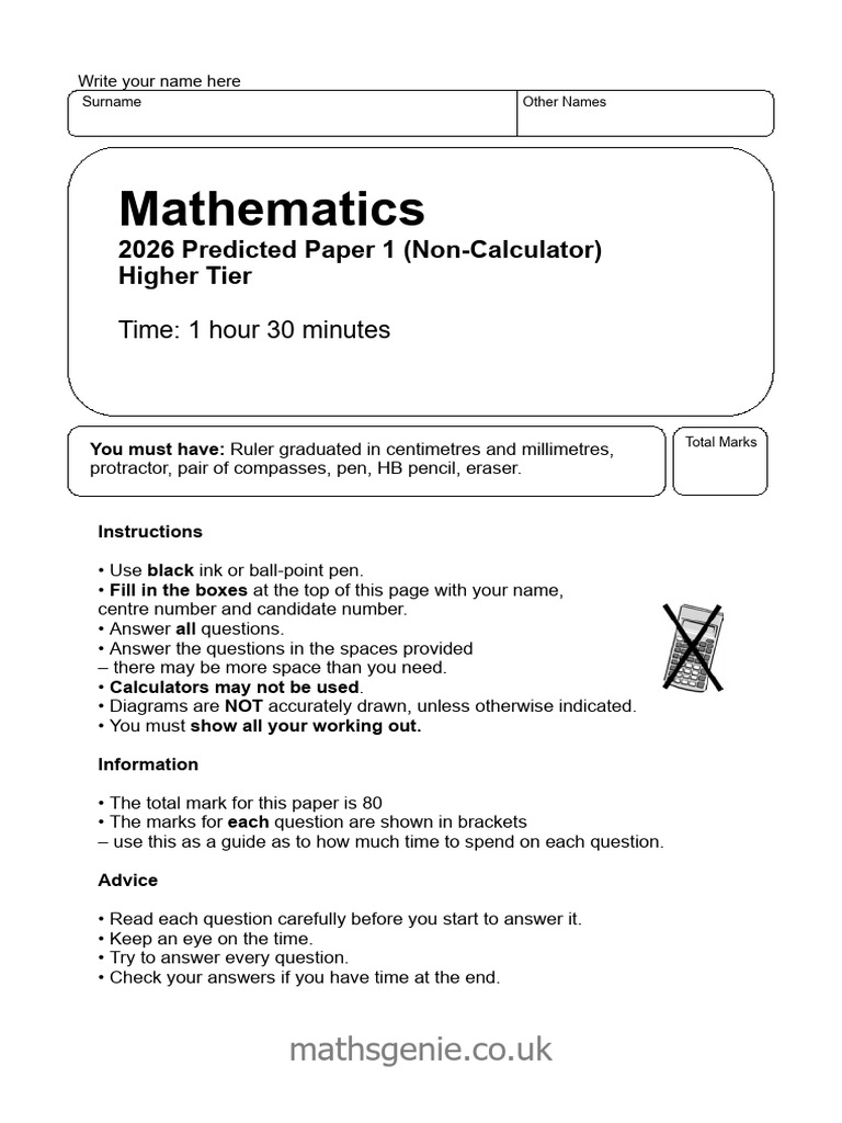 2026 Predicted Paper 1 Higher - Question Paper | PDF | Trigonometry ...