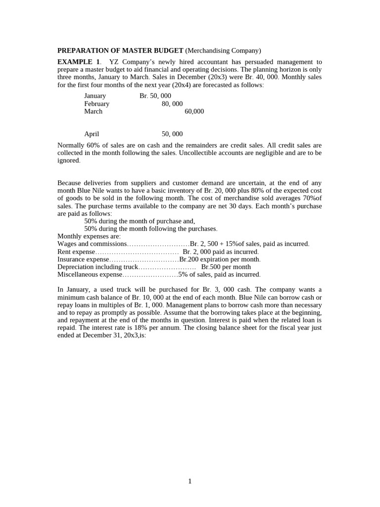 Preparation of Master Budget | PDF | Equity (Finance) | Balance Sheet
