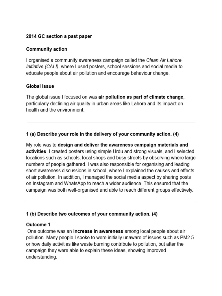 2014 GC Section a Past Paper | PDF | Air Pollution | Pollution