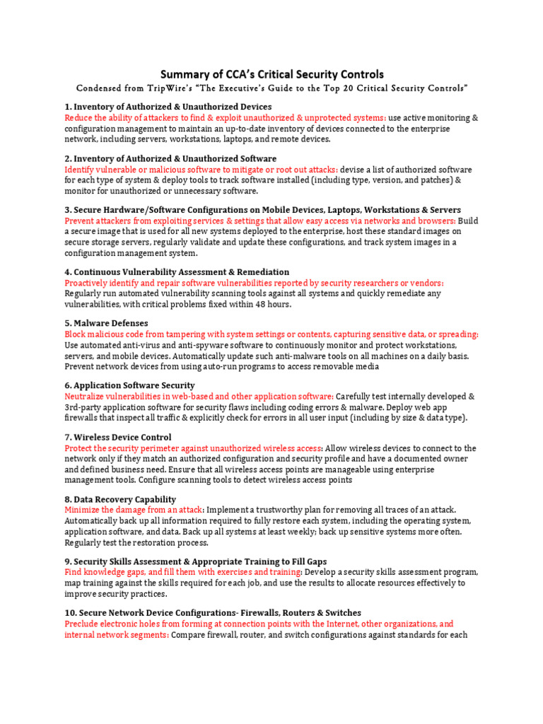 20 Critical Security Controls | PDF | Security | Computer Security