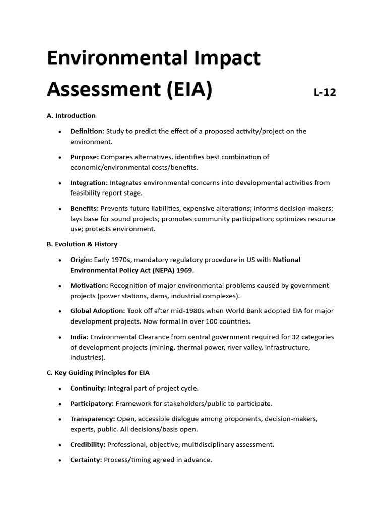 EIA Notes | PDF | Environmental Impact Assessment | Natural Environment