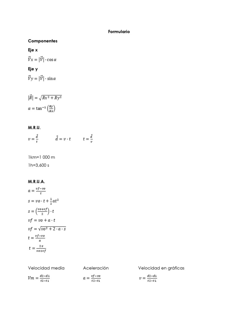 Formulario de Fisica f | PDF