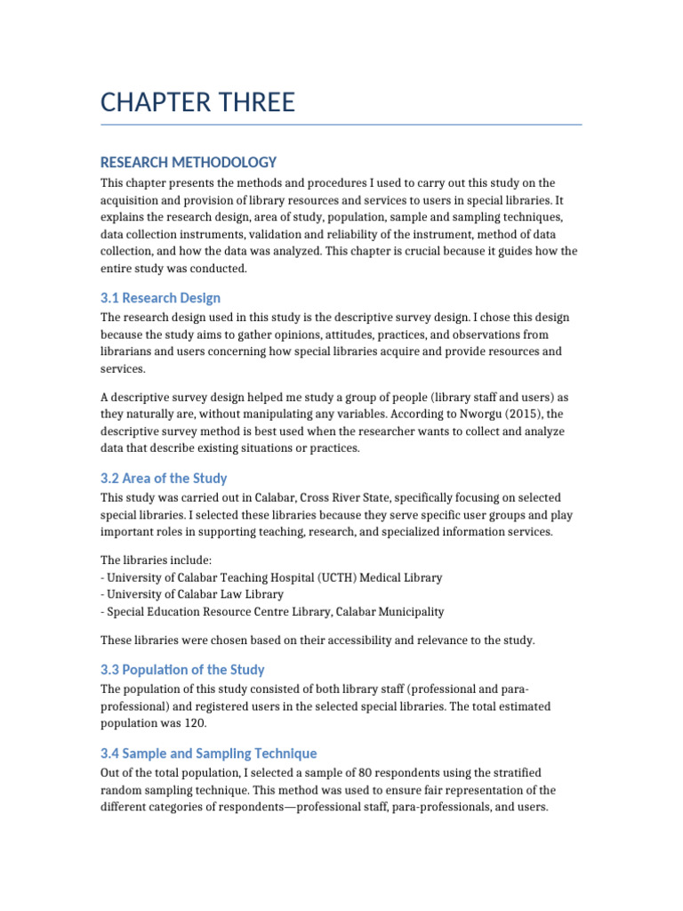 Chapter Three Research Methodology | PDF | Survey Methodology ...