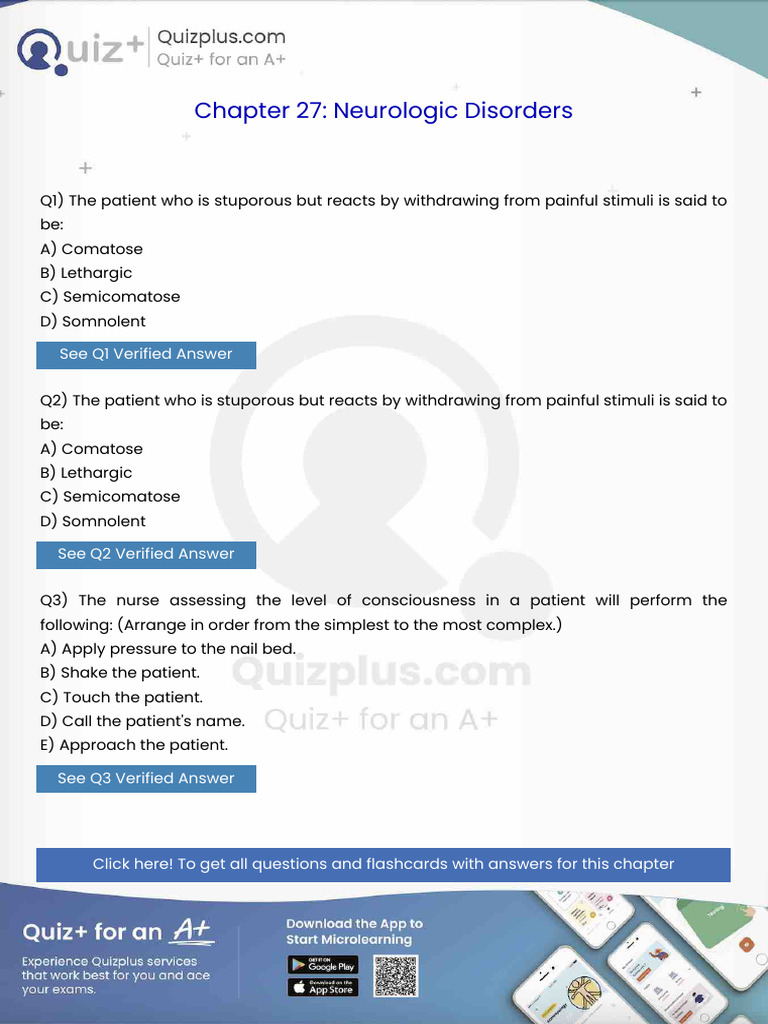 The Patient Who is Stuporous but Reacts by Withdrawing From Painful ...