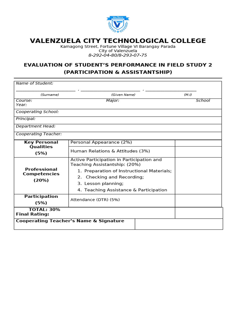 Ct Evaluation Form Fs2 2025 | PDF