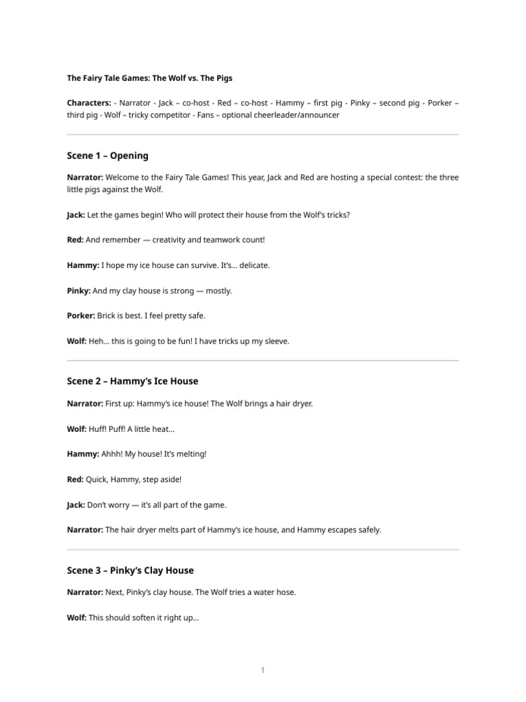 Fairy Tale Games Script | PDF
