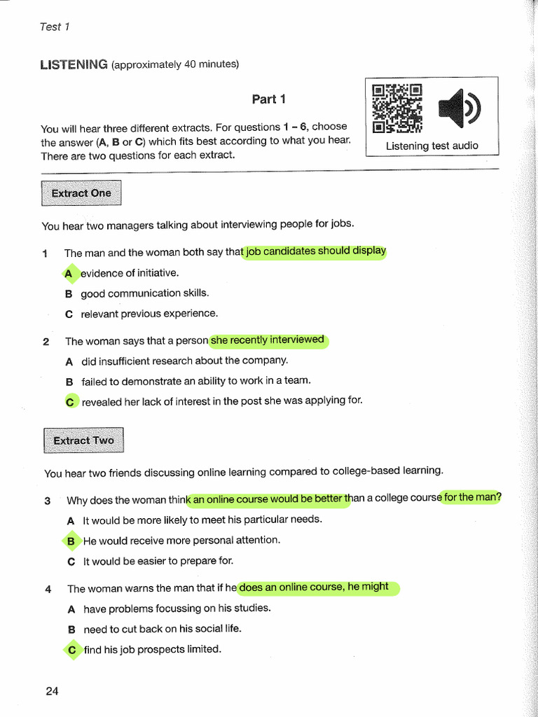 c4 Test 1 Listening PDF | PDF